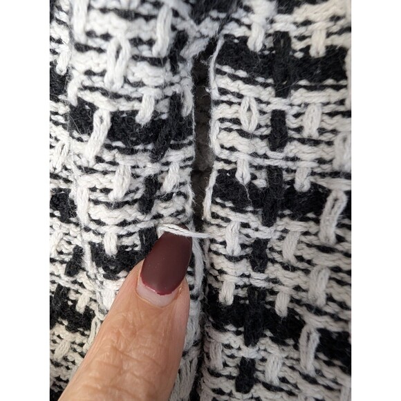 Elena Wang Sweater Houndstooth Cotton Blend Crew Neck Long Sleeve Boxy XS - Picture 8 of 9